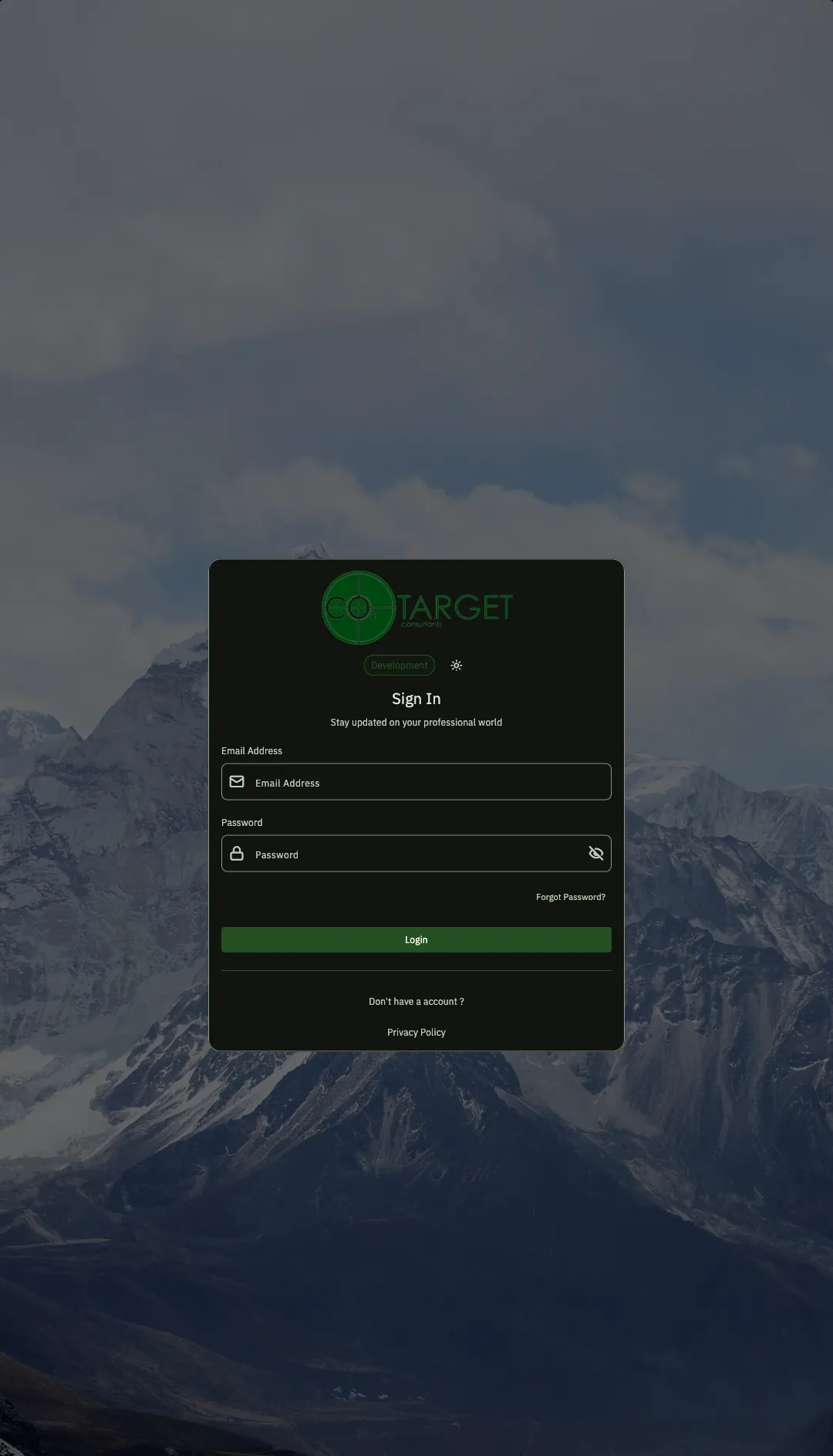 Sign in screen with email and password fields